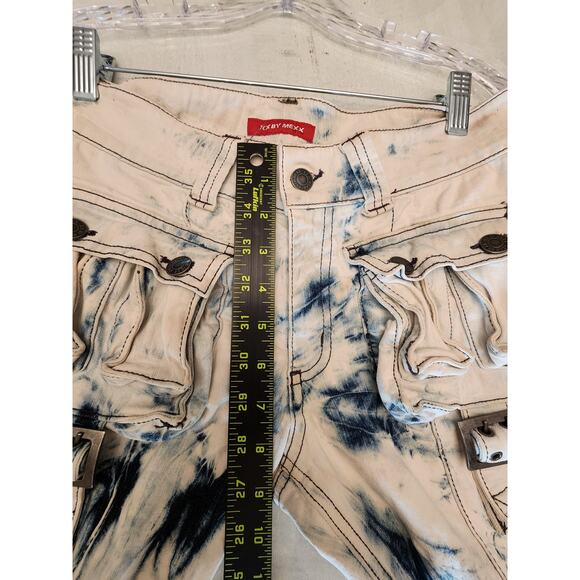 XX by Mexx Y2K Low Rise Tie Dye Cargo Denim Wide Leg Women's Jeans SZ 2 - Picture 9 of 11